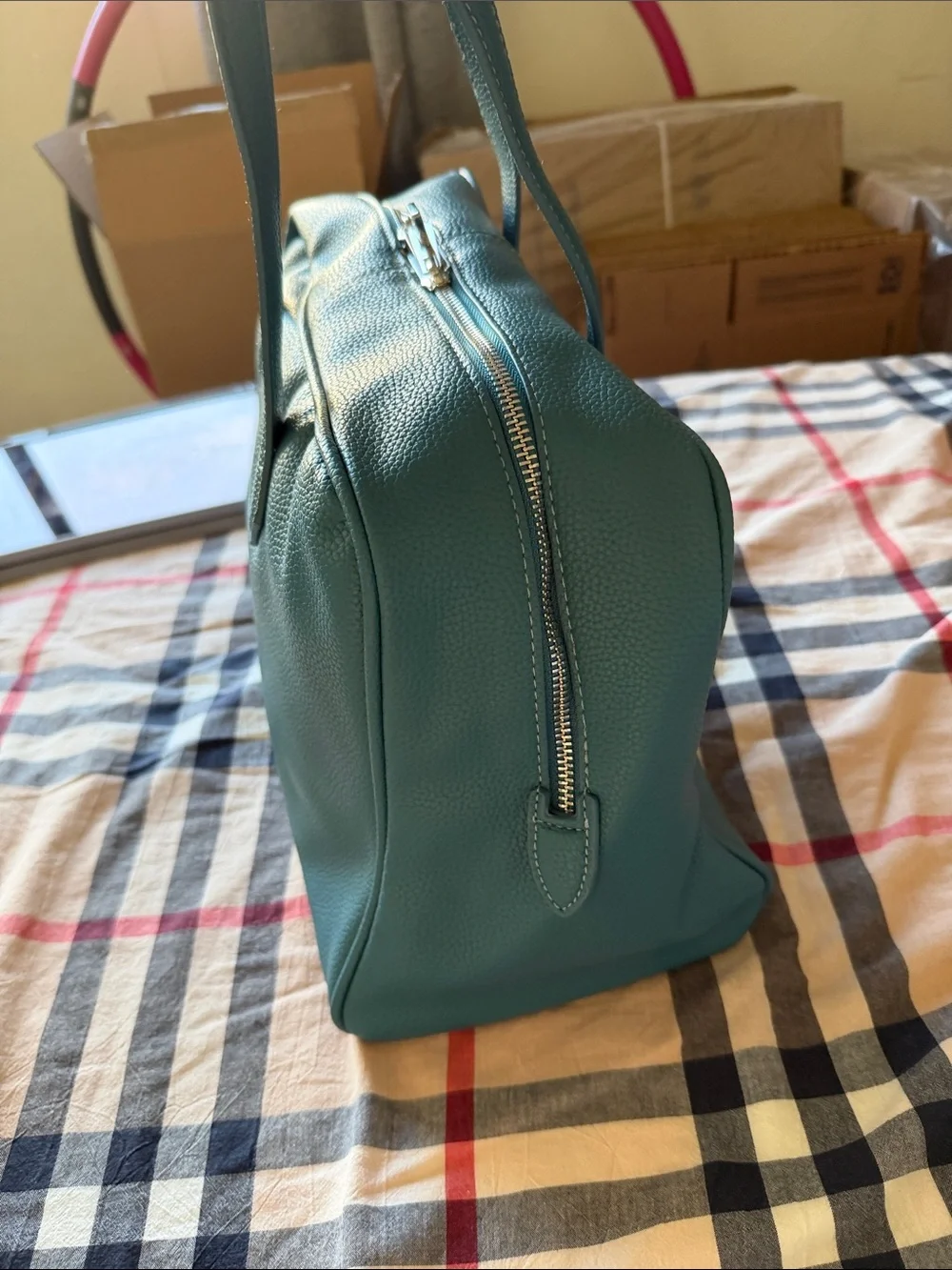 Teal Leather Tote Shoulder Bag - Stylish Everyday Carry